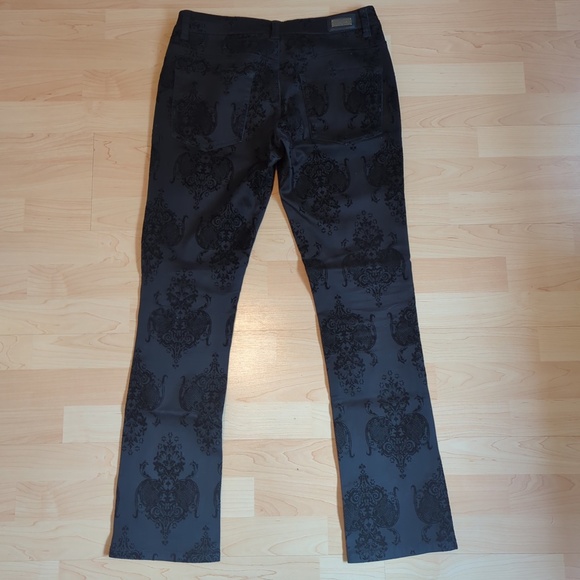 Liverpool Women’s Black Flocked Velvet Fleur De Lis Jeans - Picture 3 of 11